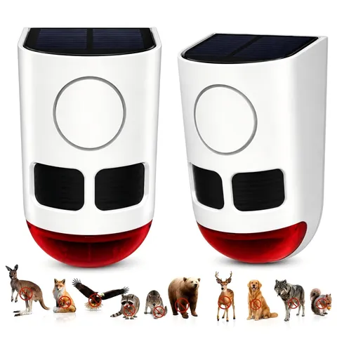 Solar Motion Sensor Alarm 129dB Loud Sound Outdoor Dog Barking - 4 Modes