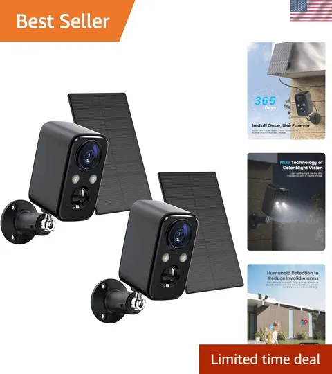 Security Cameras Wireless Outdoor with Solar Panel Cameras for Home Security,...