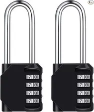 2 Pack 2.6in Long Combination Padlock, Waterproof 4 Digit Combination Black