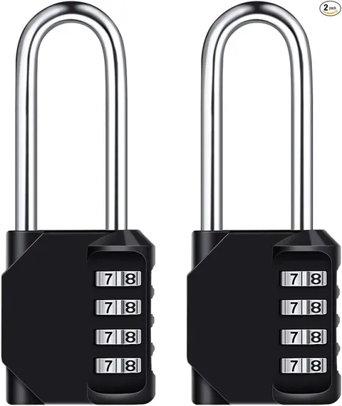 2 Pack 2.6in Long Combination Padlock, Waterproof 4 Digit Combination Black