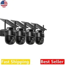 Outdoor Wireless Security Cameras 2K 360° PTZ Solar Powered Color Night Vision
