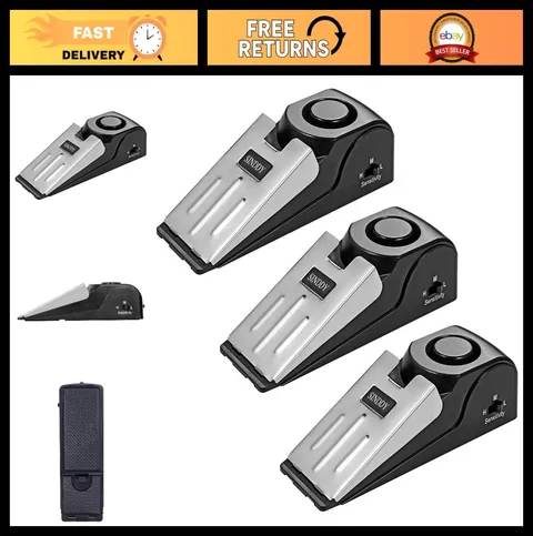 3-Pack Door Stop Alarm - Travel Security Doorstop, Safety Tool for Home Use
