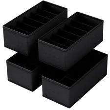 4 PACK Sock Underwear Drawer Organizer Dividers, Collapsible Cabinet Closet S...