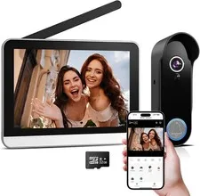 Bvavo Wireless Doorbell Camera Monitor Video, HD Phone & 7" Display +2-Way Audio