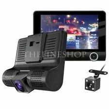 Car Vehicle DVR 4" HD 1080P 3 Camera Lens Dash Video Recorder Rearview Cam 12V