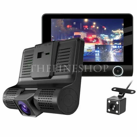 Car Vehicle DVR 4" HD 1080P 3 Camera Lens Dash Video Recorder Rearview Cam 12V