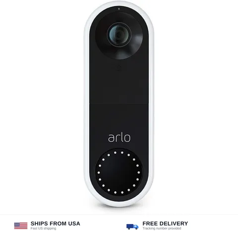 Arlo Essential Wired Video Doorbell - HD Video, 180° View, Night Vision, 2 Wa...