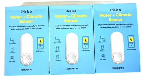 Kangaroo Water Leak Climate Sensor WiFi Home Security System Lot Of 3 Sealed