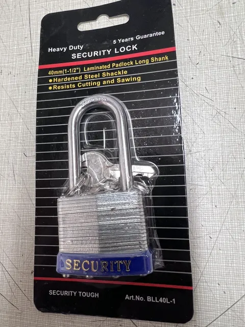 LOCK 40 mm 1-1/2" Padlock - 2 keys long shank padlock 2" shank