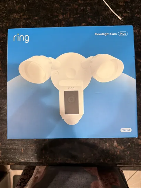 Ring Floodlight Cam Plus Surveillance Camera  Outdoor Wired 1080p - White