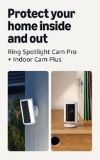 Ring Spotlight Cam Pro, Plug-In (Newest Model), White with Indoor Cam Plus (Newe