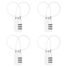 4 Pcs 3 Digit Luggage Cable Combination Lock with 12" Long Cable, White