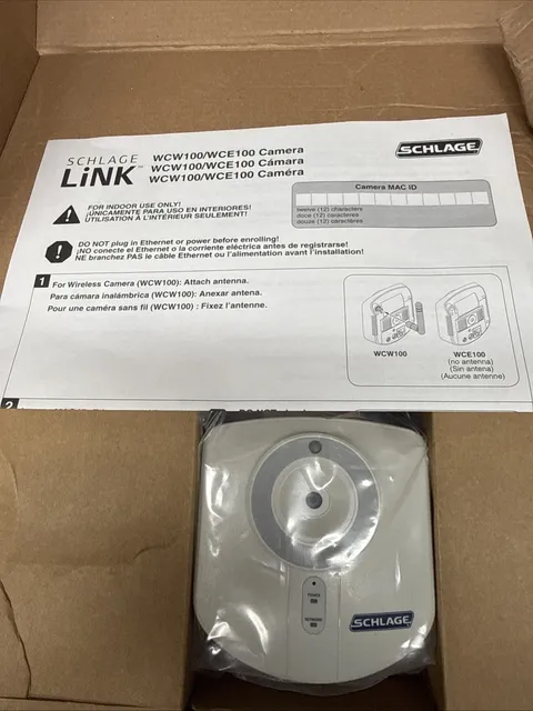 New Schlage WCW100/WCW100 Home Indoor Wireless Camera. Open Damaged Box