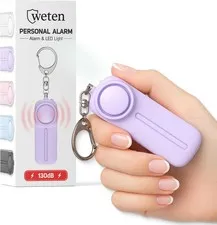 Weten Personal Safety Alarm Keychain - 130dB Siren, LED Light, Panic Pin - Compa
