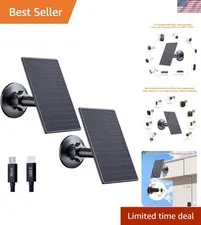 High Efficiency 2W Solar Charger for Cameras | 360° Adjustable Mount, Black