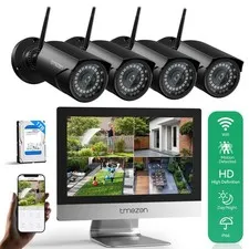 Wireless WiFi Camera Security System Audio Outdoor 10CH 12inch Monitor NVR 1TB