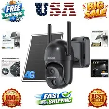 4G LTE Cellular Solar Security Camera Wireless Outdoor, No Wi-Fi Solar Powere...
