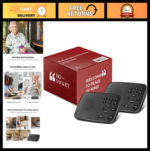 Wireless Two-Way Intercom System for Home & Business, 1300ft Range, Full Duplex