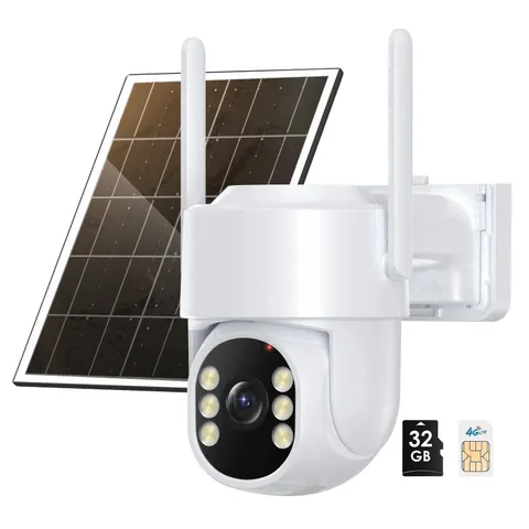 4G LTE Security Camera, Solar Powered, 32GB Storage, 24/7 Recording, 1080P Night