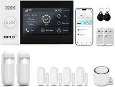 Smart Home Alarm System with Touch Screen, Sensors & App Control, No Fees