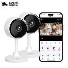 Smart Home Indoor Cameras with Motion Detection & Local Recording - 2 Pack