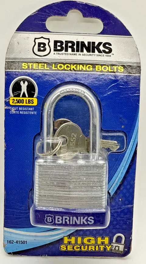 BRINKS STEEL LOCKING BOLTS 2500 LBS CUT RESISTANT  HIGH SECURITY 162-41501 NIB