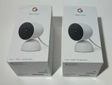 Lot of 2 Google Nest Cam Indoor (Wired, 2nd Gen) Camera 1080p HDR Snow Excellent