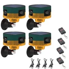 Solar Outdoor Motion Sensor Alarm: Dog Barking&Gunshot Sound, 129db Loud Sire...