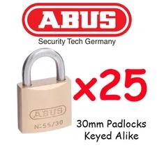  Padlocks ABUS Brass 30mm x25  BULK LOT Keyed Alike High quality