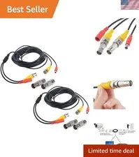 Durable 2-Pack 25ft Power Video Cables with BNC Connectors for Security Cameras