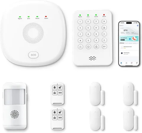 Smart Home Security System - 9-Piece Kit with Alexa & Google, No Fees