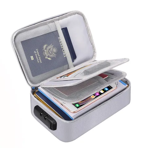 Small Fireproof Storage Organizer Case with Lock(9”x 5.3”x 3.7”), Soft Money ...