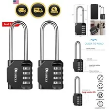 2 Pack 2.6 Inch Long Shackle Combination Lock, 4 Digit Outdoor Waterproof Pad...