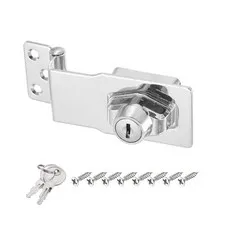 4Inch Keyed Hasp Locks Angle 90°Twist Knob Locking Keyed Different, Silver