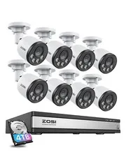 ZOSI H.265+ 4K NVR PoE Security IP Camera System Mic Smart Detect 4TB 24/7 View