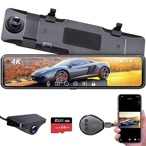 EUKi drive recorder Mirror type front and rear camera Front 4K + Rear 1080P WIFI