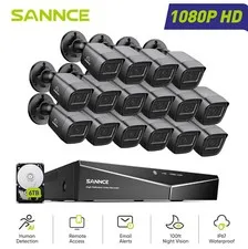 SANNCE 16CH 1080P Lite DVR 2MP Video CCTV Security Camera System Human Detection