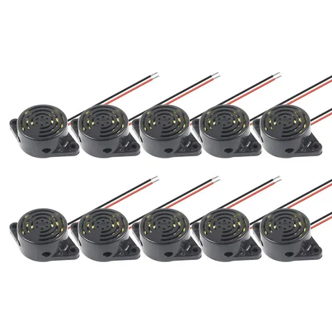 10PCS SFM-27 DC 3-24V Alarm Siren Electronic 1.9"L x 1.2"W x 0.6"H, Black