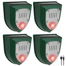 4-Pack Solar Motion Sensor Alarm with Sound and Ultrasonic, Ultrasonic Motion...