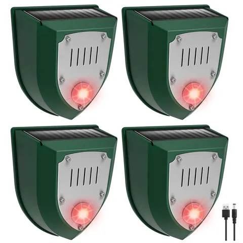 4-Pack Solar Motion Sensor Alarm with Sound and Ultrasonic, Ultrasonic Motion...