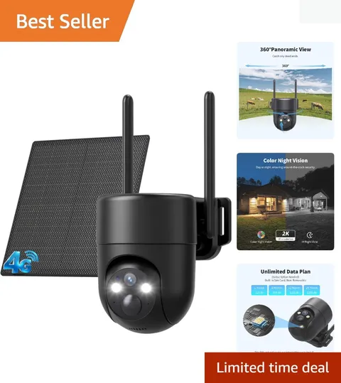 Solar-Powered 4G LTE Camera – Real-Time Outdoor Security with Color Night Vision