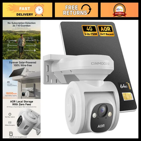 4G LTE Solar Security Camera - Wireless Outdoor, 2.5K, Color Night Vision, AI Mo