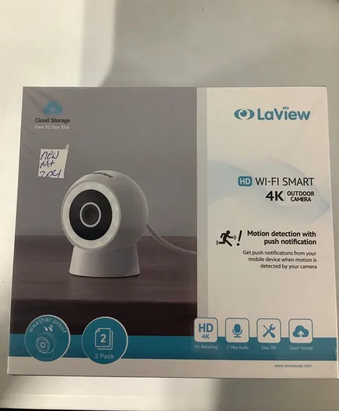 LaView Wi-Fi Smart Security Cameras 2 pack-  4K, Weatherproof, Outdoor
