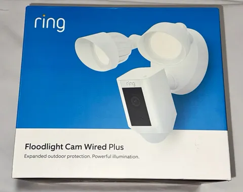 Ring Floodlight Cam Wired Plus Hardwired Wi-Fi Alexa 1080p White