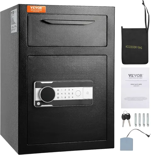 2.5 Cub Depository Safe, Deposit Safe with Drop Slot, Electronic Code Lock and 2