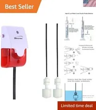 High / Low Water Level Sensor Detector Alarm 120 dB Red Strobe Siren, Adjusta...