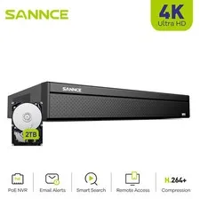 SANNCE 4K 16CH POE NVR Security Video Recorder For Camera System IP Network 2TB