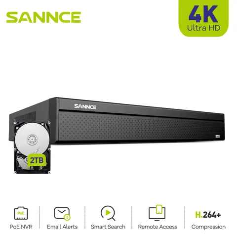 SANNCE 4K 16CH POE NVR Security Video Recorder For Camera System IP Network 2TB