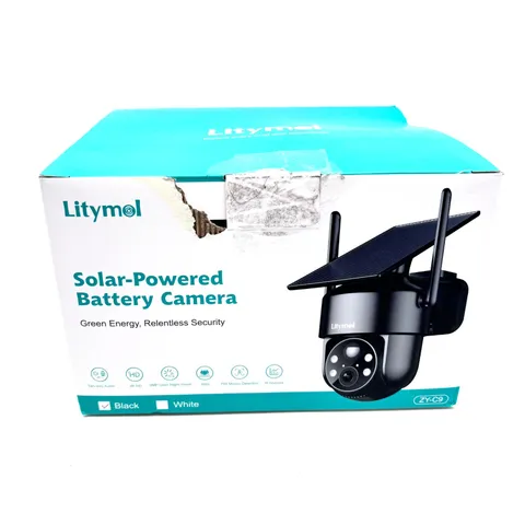 Litymol Solar Powered Battery Wifi Camera w/ Two Way Audio Model ZY-C9 - Black
