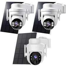 3Pcs Wireless Solar Camera 360° Pan/Tilt WiFi Battery Powered Security Camera